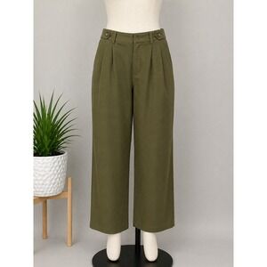 Sienna Sky Wide Leg Pant L Olive Green High Rise Boho Chic Lounge Resort Coastal
